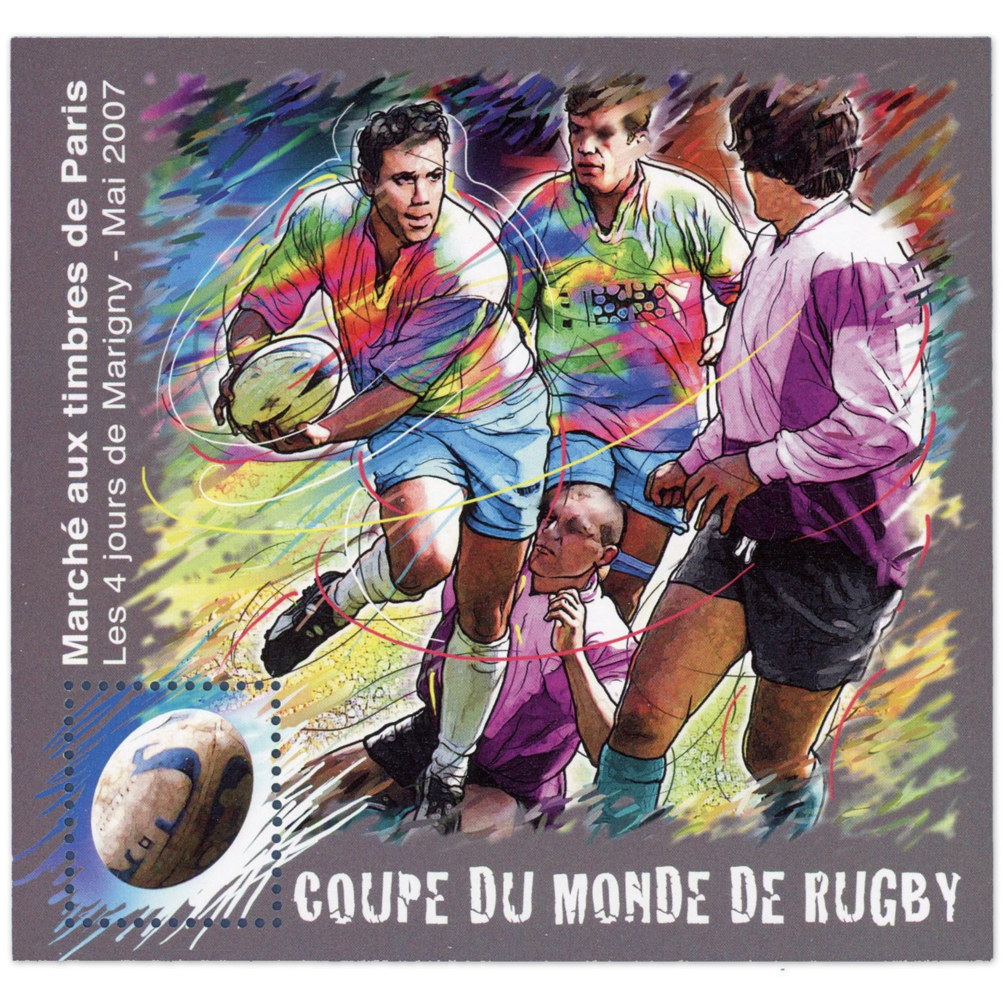 2 BLOCS SOUVENIRS CARRÉ DE MARIGNY N° 19 COUPE DU MONDE DE RUGBY 2007, NEUFS**