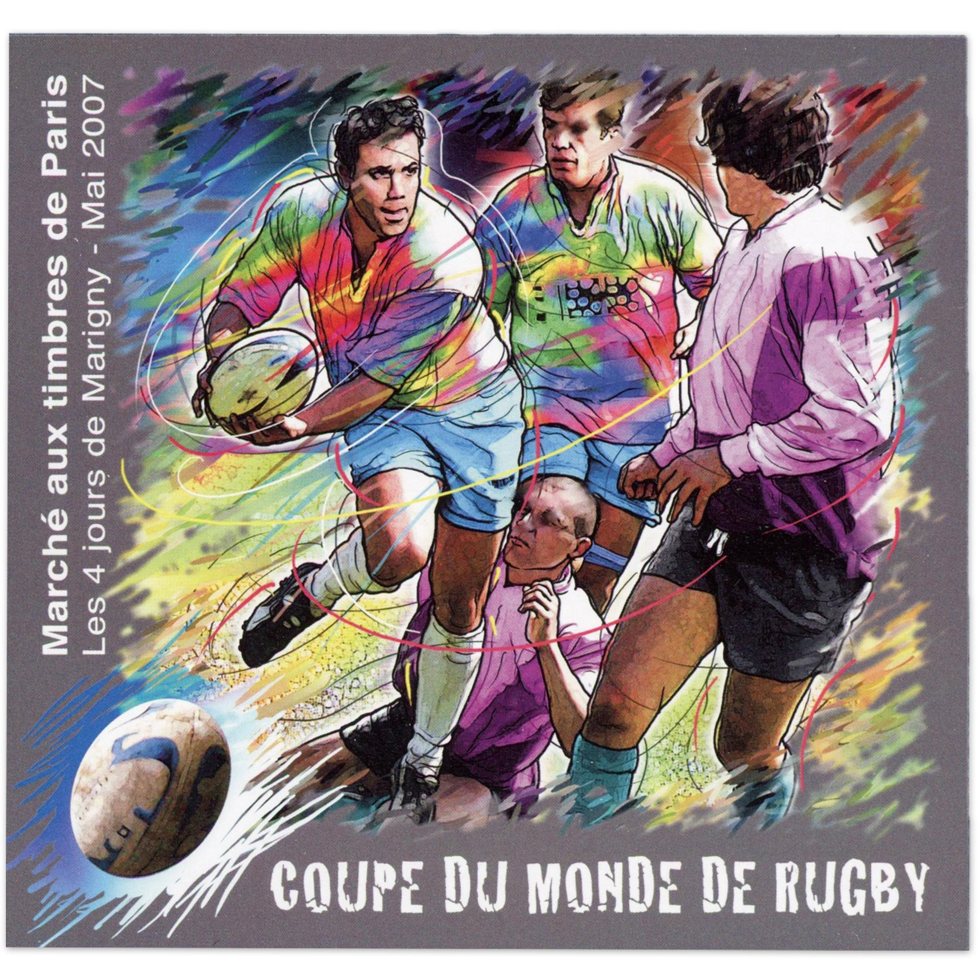 2 BLOCS SOUVENIRS CARRÉ DE MARIGNY N° 19 COUPE DU MONDE DE RUGBY 2007, NEUFS**