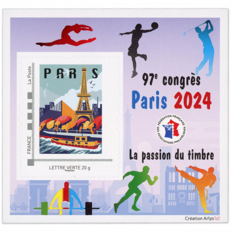 FRANCE BLOC FFAP 2024 "97e CONGRÈS PARIS 2024" TIMBRE AUTOADHÉSIF