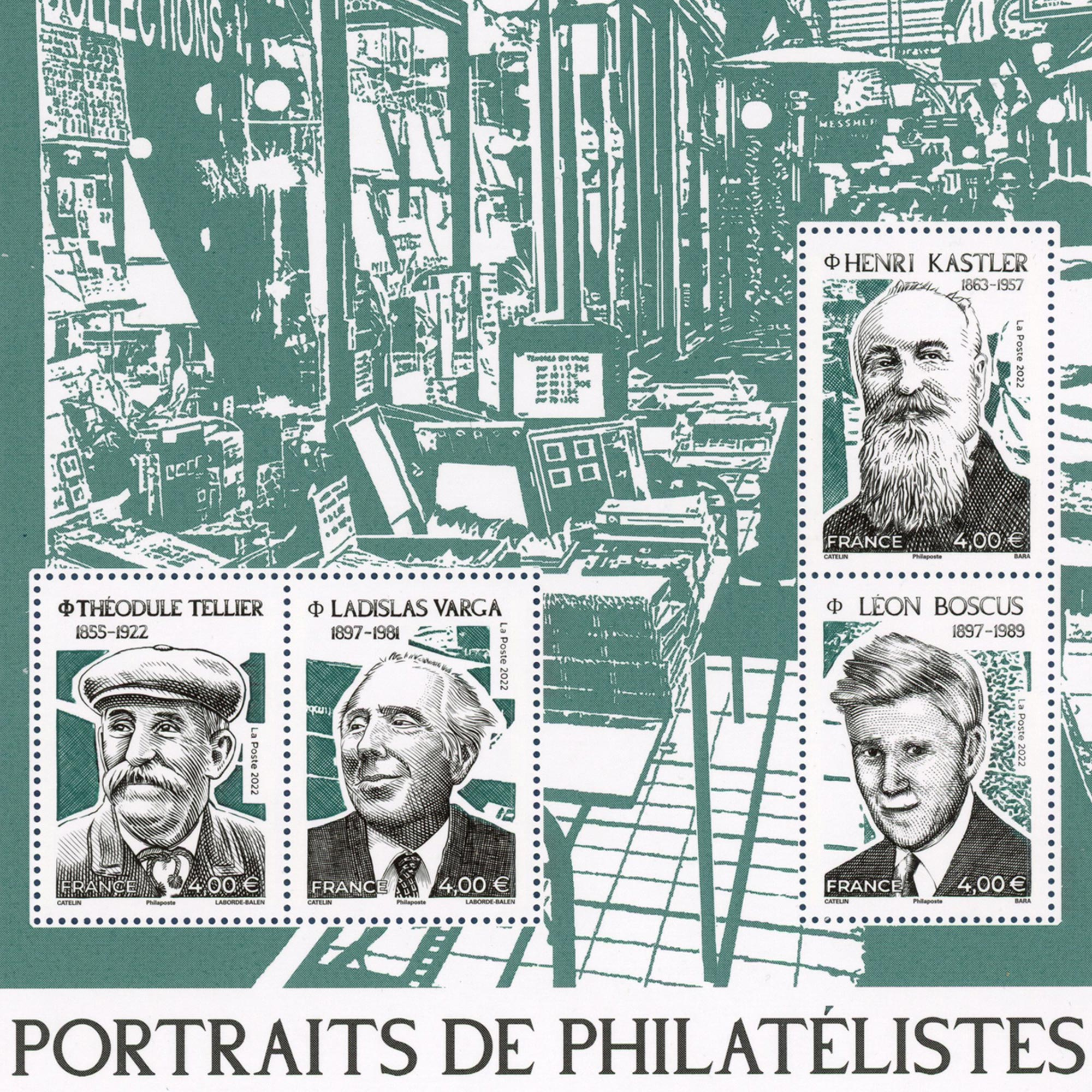 FRANCE, FEUILLET F5601 PORTRAITS DE PHILATÉLISTES, TIMBRES NEUFS** DE 2022