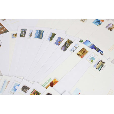 LOT DE 100 ENVELOPPES PRÉ AFFRANCHIES POUR LETTRES 20G FRANCE, THÈMES DIVERS