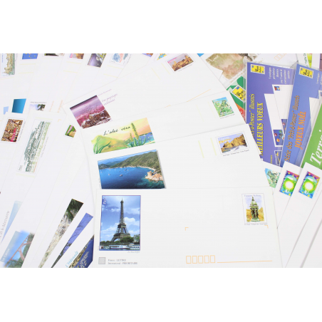 LOT DE 100 ENVELOPPES MONDE PRÉ-AFFRANCHIES POUR LETTRES 20G, THÈMES DIVERS