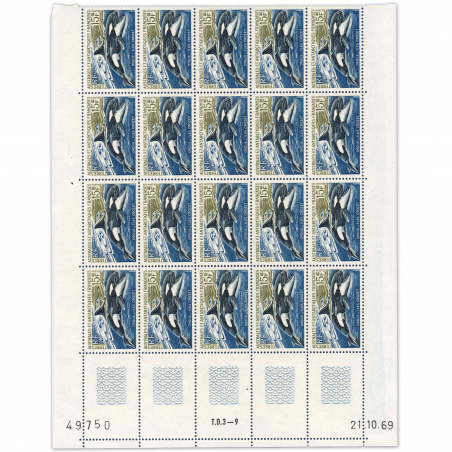 TAAF FEUILLE DE 20 TIMBRES N° 30 ORQUE ILES CROZET, TIMBRES NEUFS** 1969-70