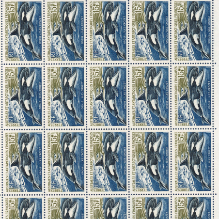 TAAF FEUILLE DE 20 TIMBRES N° 30 ORQUE ILES CROZET, TIMBRES NEUFS** 1969-70