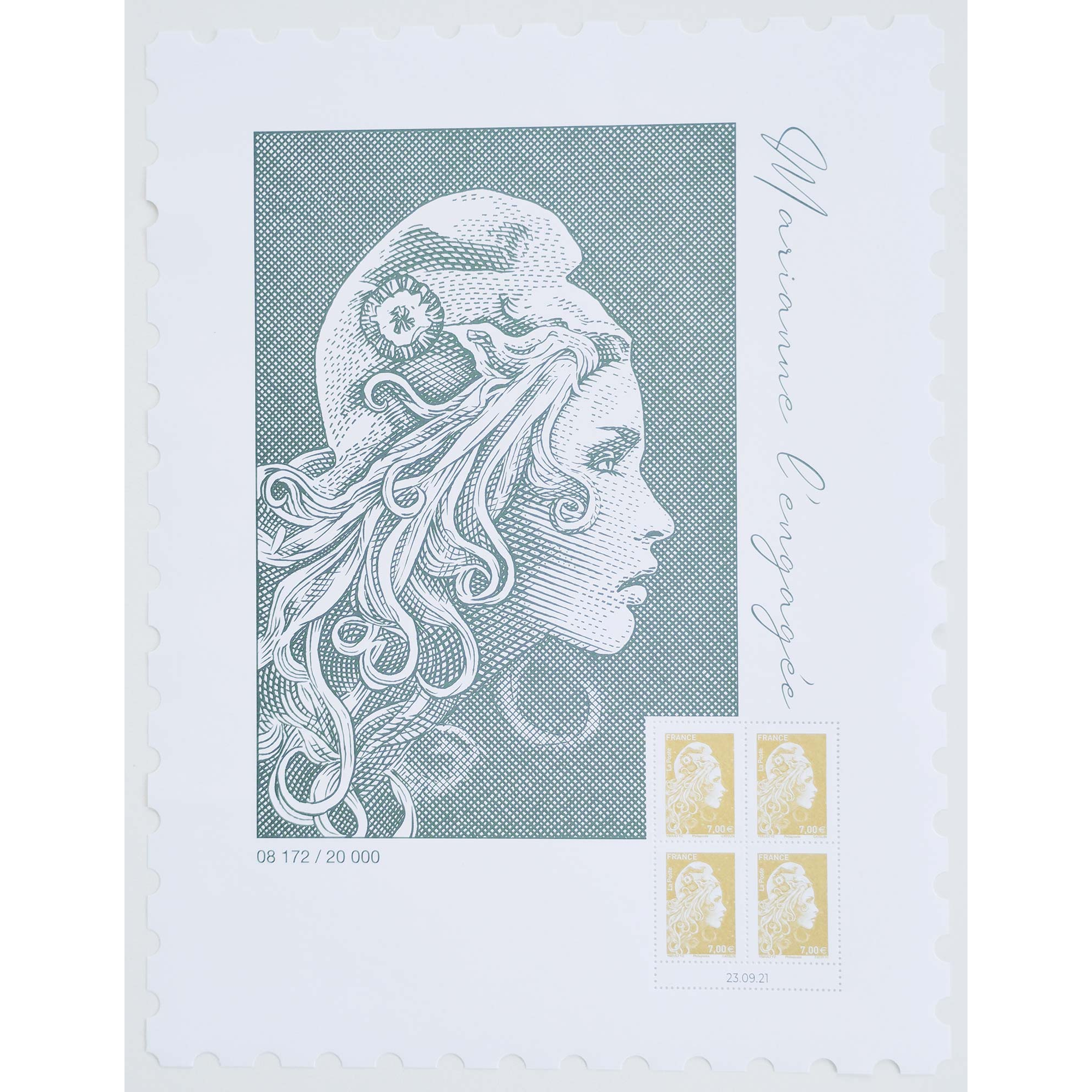 AFFICHE MARIANNE D'YZ N° AFF5534A TIMBRES NEUFS, ANNEE 2021 TYPE OR ENGAGEE