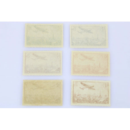 TIMBRES POSTE AERIENNE N° 8 A 13 FRANCE NEUFS AVIONS SURVOLANT PARIS ANNEE 1936