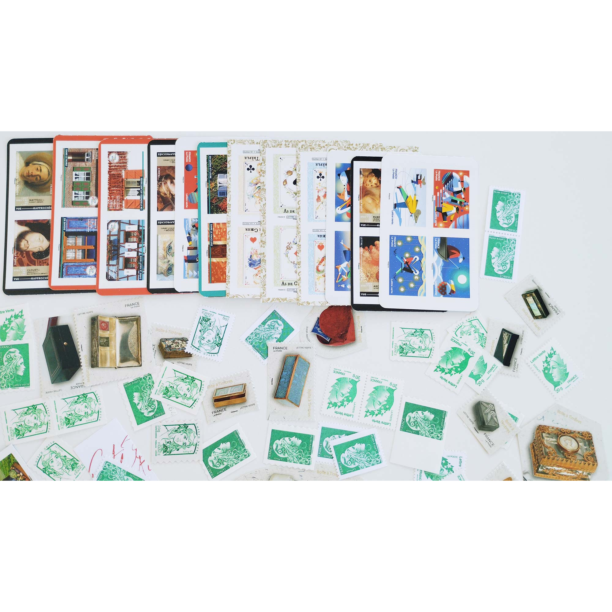 LOT DE 100 TIMBRES VALIDITES PERMANENTES FR AFFRANCHISSEMENT LETTRES VERTES 20GR