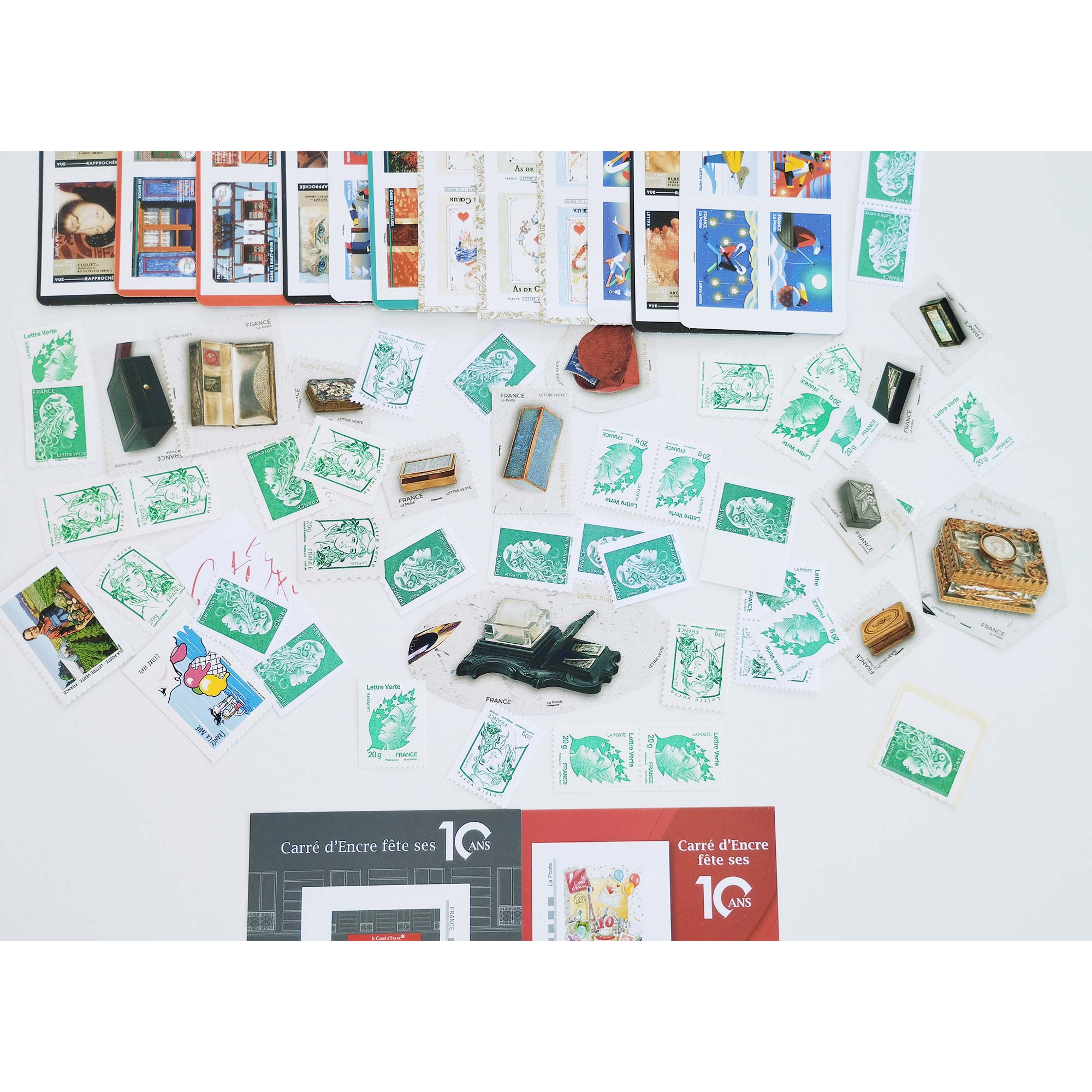 LOT DE 100 TIMBRES VALIDITES PERMANENTES FR AFFRANCHISSEMENT LETTRES VERTES 20GR