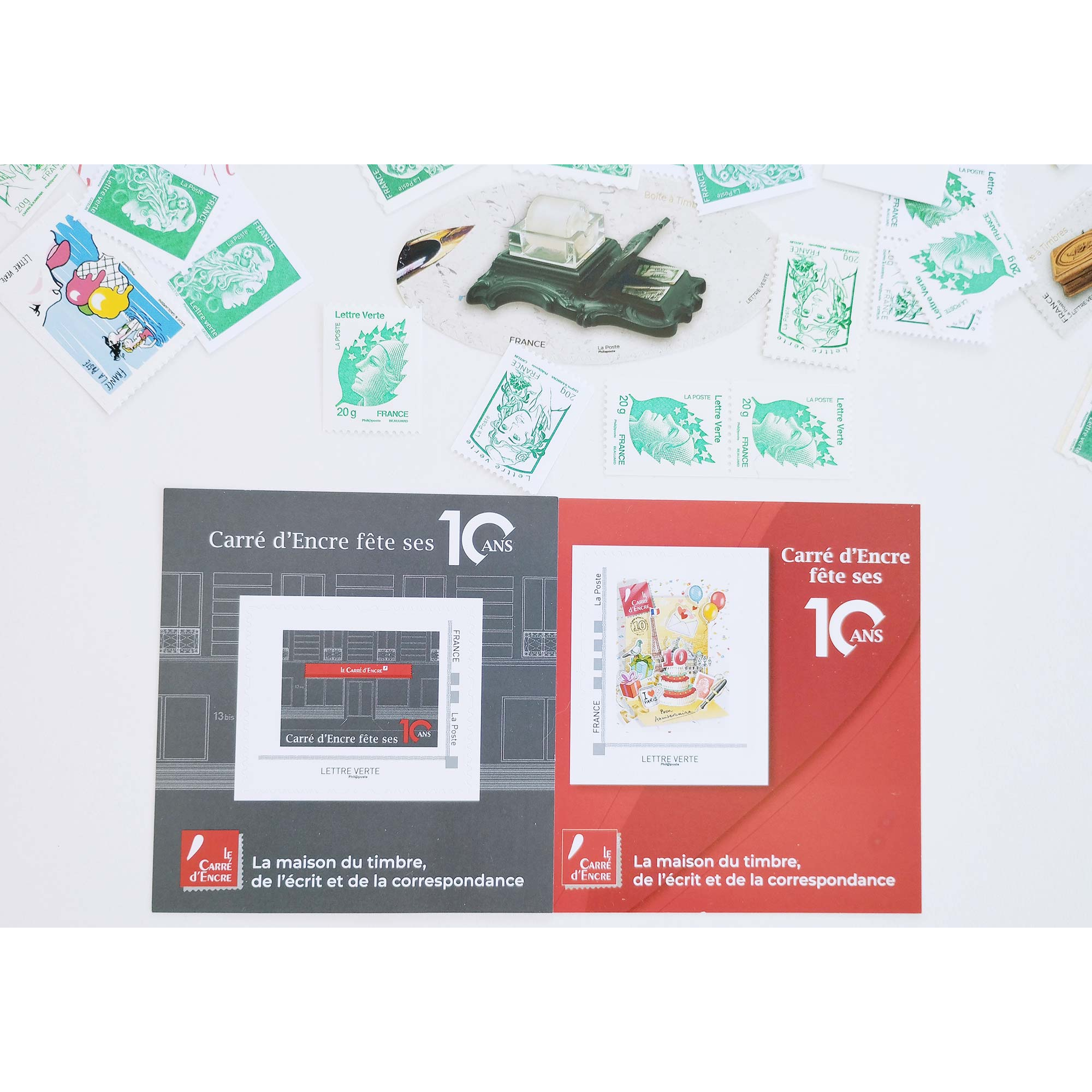 LOT DE 100 TIMBRES VALIDITES PERMANENTES FR AFFRANCHISSEMENT LETTRES VERTES 20GR