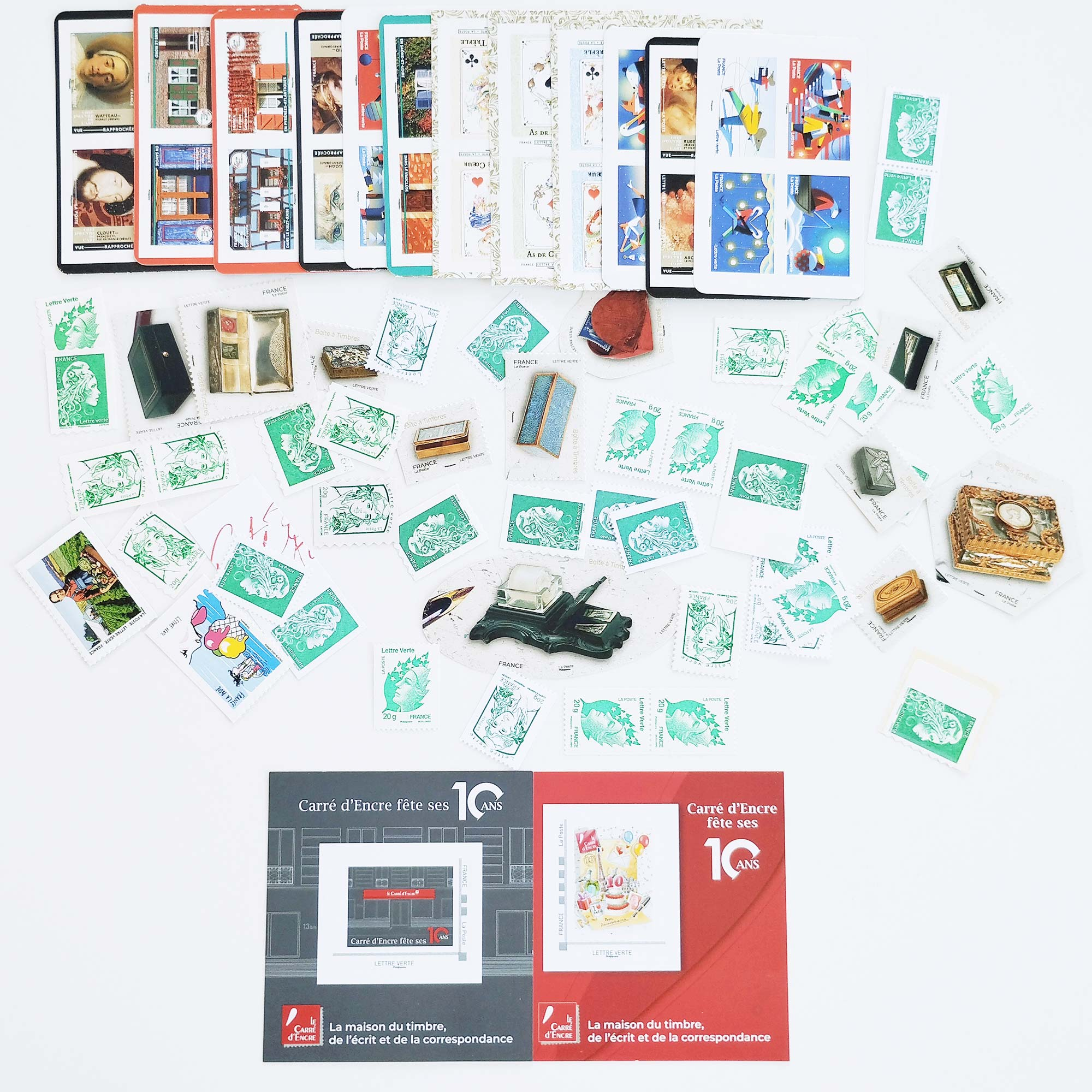 LOT DE 100 TIMBRES VALIDITES PERMANENTES FR AFFRANCHISSEMENT LETTRES VERTES 20GR