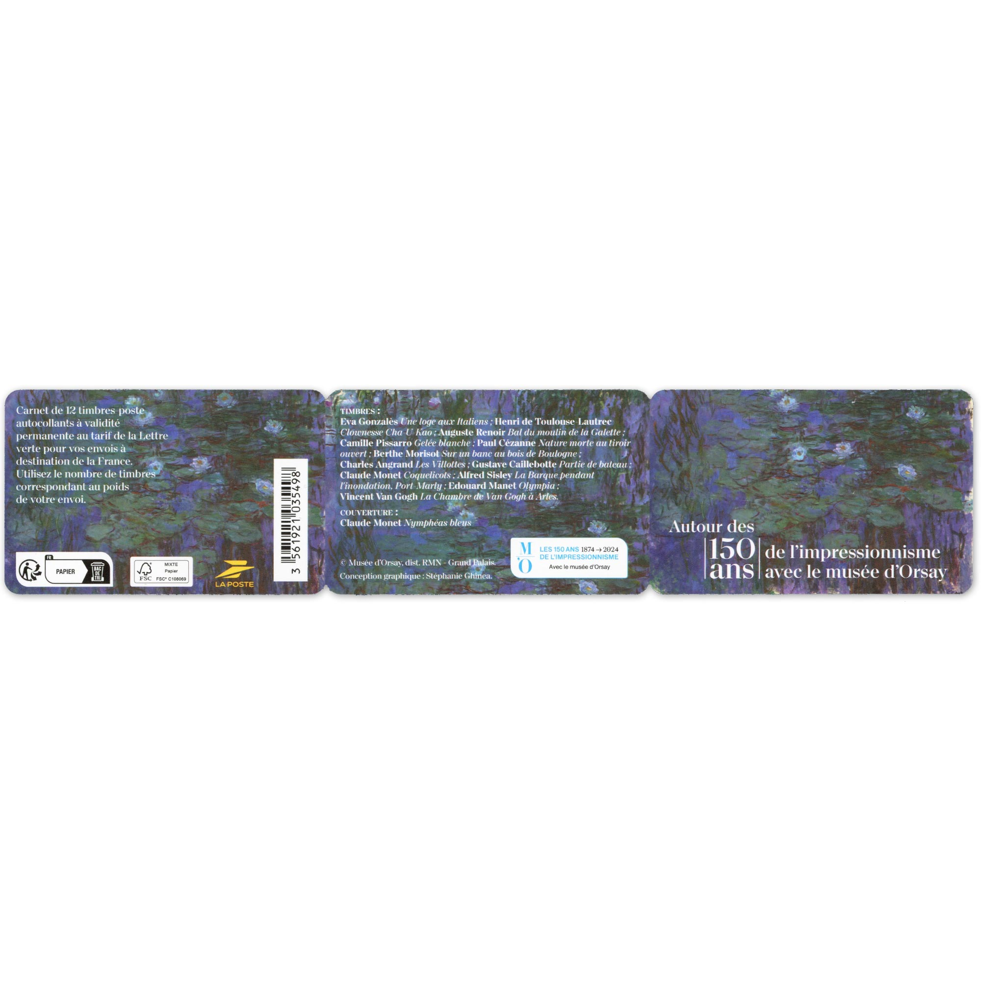 FRANCE CARNET DE TIMBRES N°BC2401 IMPRESSIONNISME 12 LETTRES 20g POUR AFFRANCHIR