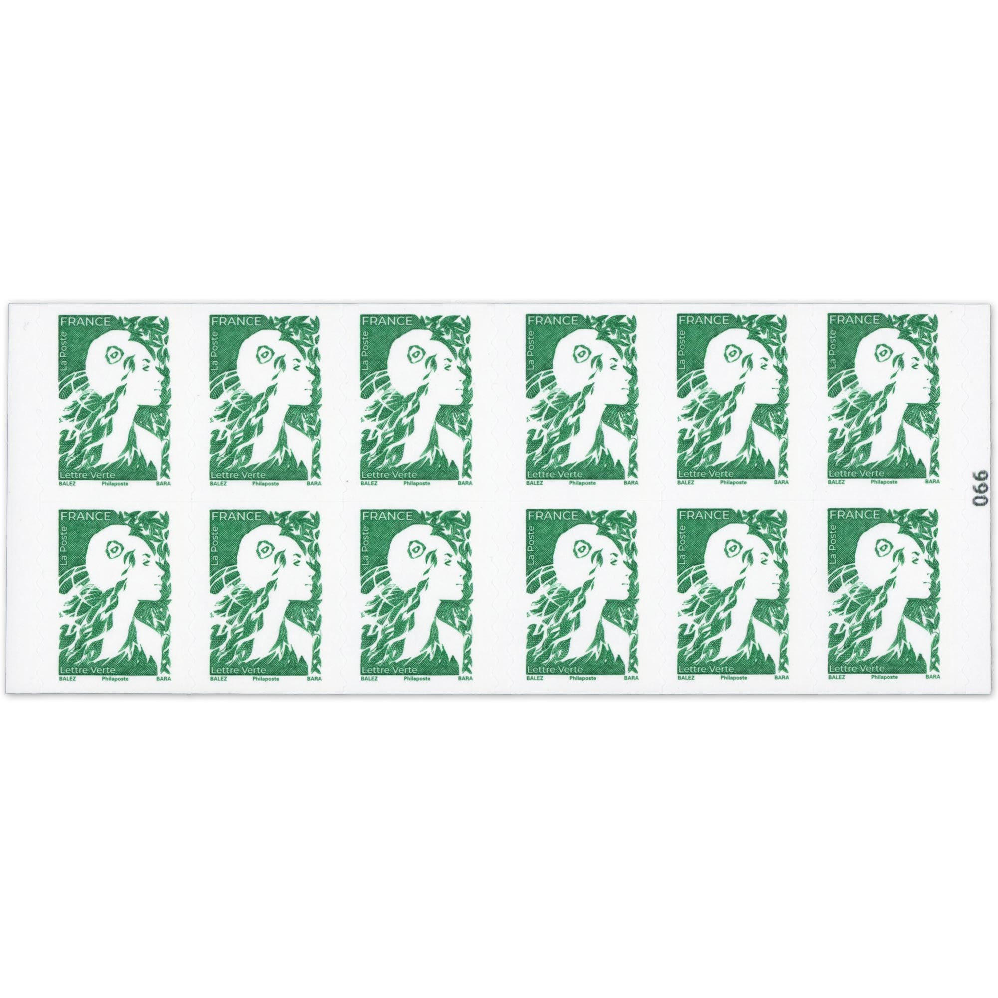 CARNET FRANCE 2358-C5 12 TIMBRES 20G POUR AFFRANCHIR, MARIANNE VERTE DE L'AVENIR