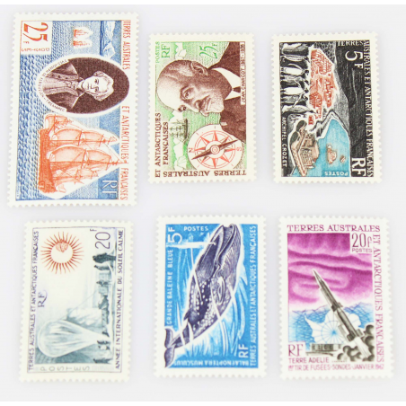 TAAF - SERIE N°18 A 23 - TIMBRES NEUFS, 6 VALEURS ANNEE 1959 A 1967 COTE ELEVEE