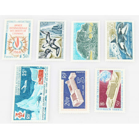 TAAF N°27 A 33 - ANNEE 1968 A 1970 - 7 VALEURS TIMBRES NEUFS SANS CHARNIERE