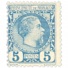 MONACO N° 3 PRINCE CHARLES III 5C BLEU, TIMBRE NEUF SANS CHARNIÈRE - ANNÉE 1885