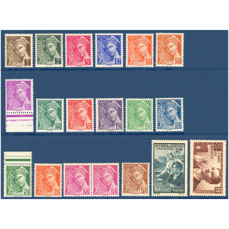 ANNÉE COMPLÈTE DE FRANCE DE 1938, TIMBRES NEUFS SANS CHARNIÈRE 52 TIMBRES