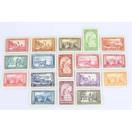 MONACO N° 119 A 134 PAYSAGES PRINCIPAUTÉ, SÉRIE TIMBRES POSTE NEUFS* 1933-1937