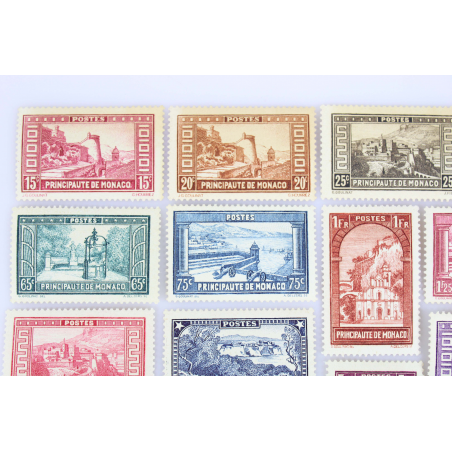 MONACO N° 119 A 134 PAYSAGES PRINCIPAUTÉ, SÉRIE TIMBRES POSTE NEUFS* 1933-1937