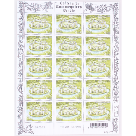 FEUILLET DE FRANCE - CHATEAU DE COMMEQUIERS N° F73 - ANNÉE 2022 TIMBRES NEUFS**