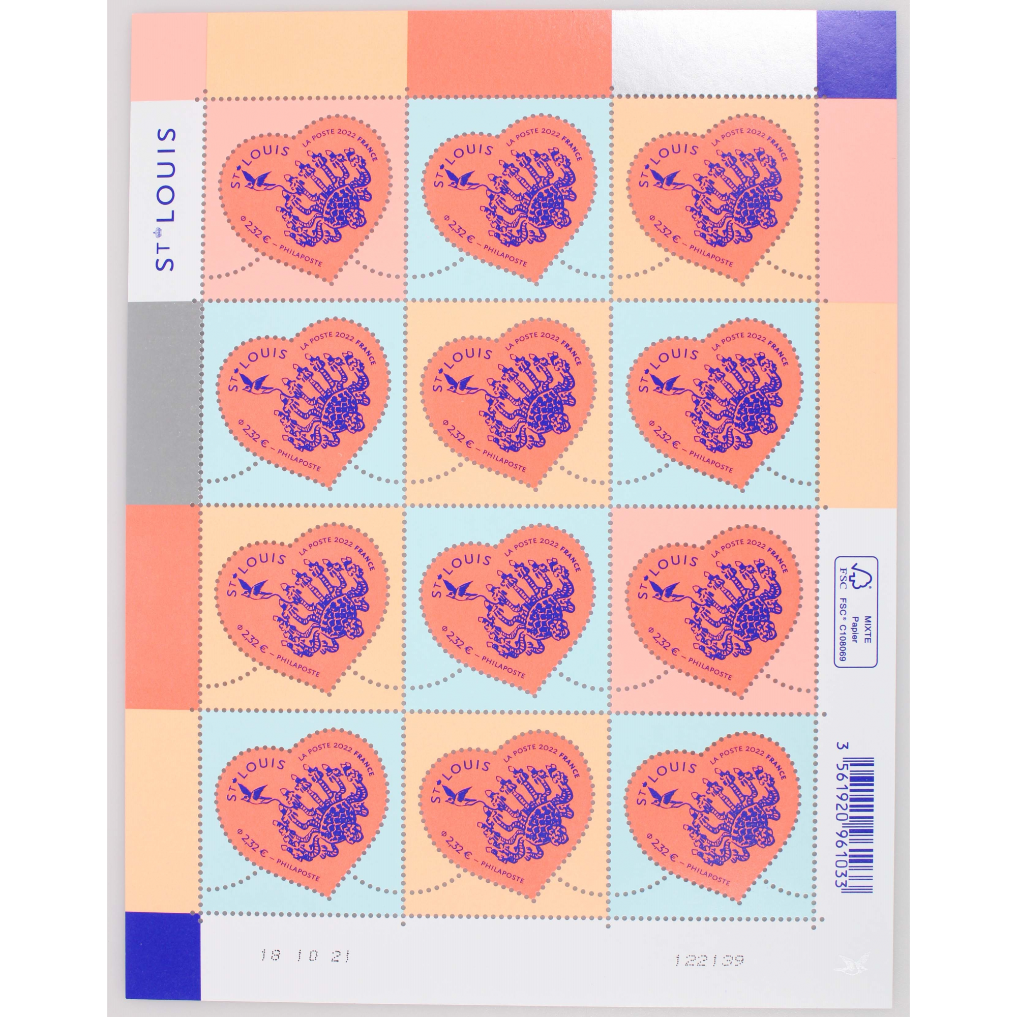 FEUILLET DE FRANCE - COEUR SAINT LOUIS YT 5553 - ANNÉE 2022 TIMBRES NEUFS**