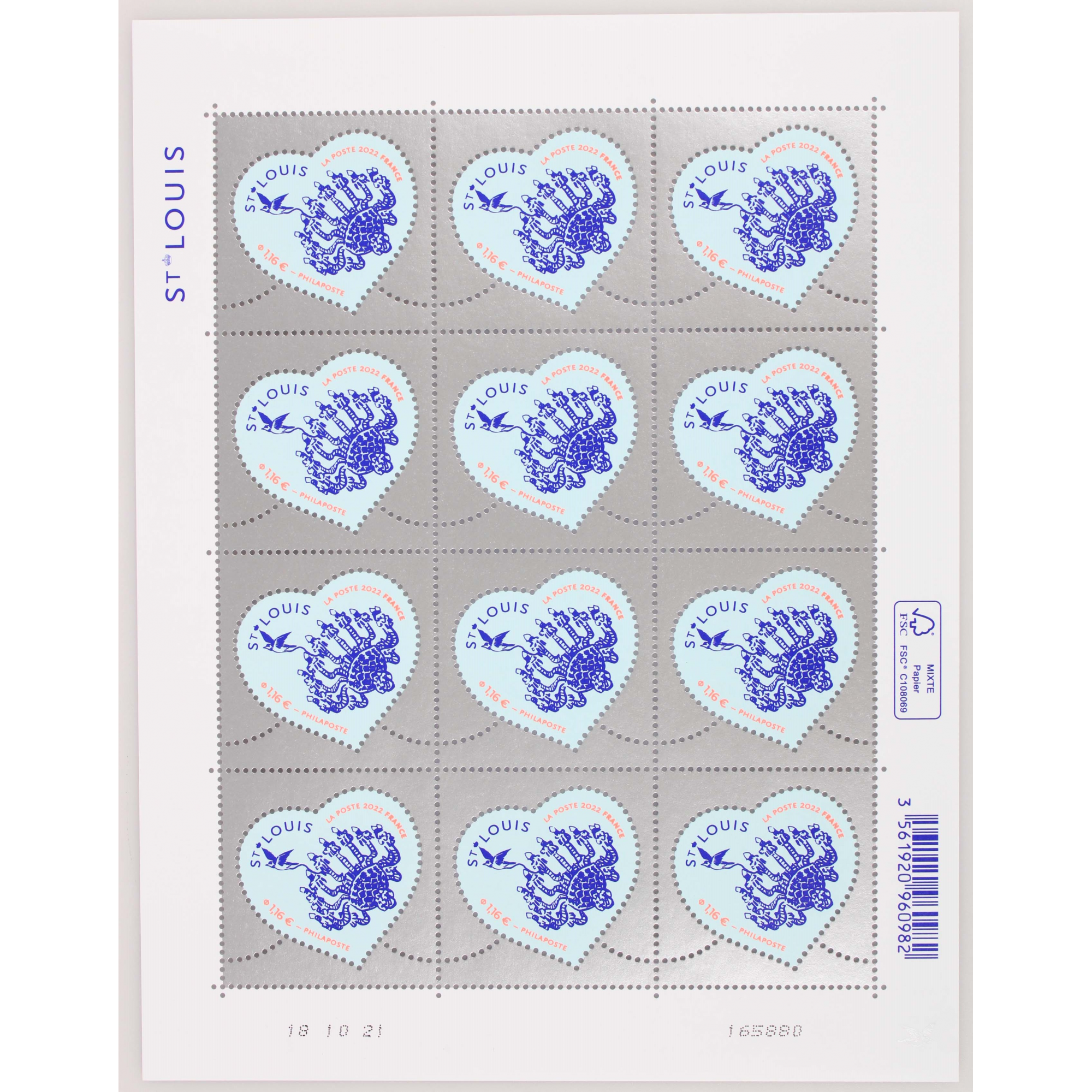 FEUILLET DE FRANCE - COEUR SAINT LOUIS YT 5552 - ANNÉE 2022 TIMBRES NEUFS**