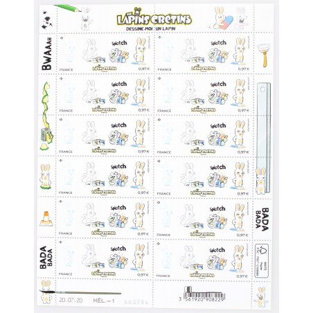 FEUILLET DE FRANCE - LAPINS CRÉTINS N° F6 - ANNÉE 2020 - TIMBRES NEUFS**