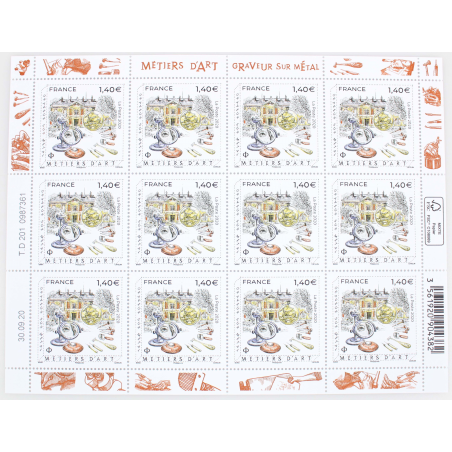 FEUILLET DE FRANCE - MÉTIERS D'ART GRAVEUR SUR MÉTAL N° F9 TIMBRES NEUFS** 2020