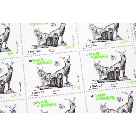 FEUILLET DE FRANCE - FAUNE EN DANGER N° F23 - ANNÉE 2021 - TIMBRES NEUFS**