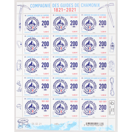 FEUILLET DE FRANCE - COMPAGNIE DES GUIDES CHAMONIX - N° F24 TIMBRES NEUFS** 2021