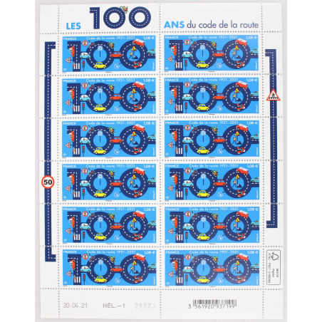 FEUILLET DE FRANCE - 100 ANS CODE DE LA ROUTE N° F27 - 2021 - TIMBRES NEUFS**