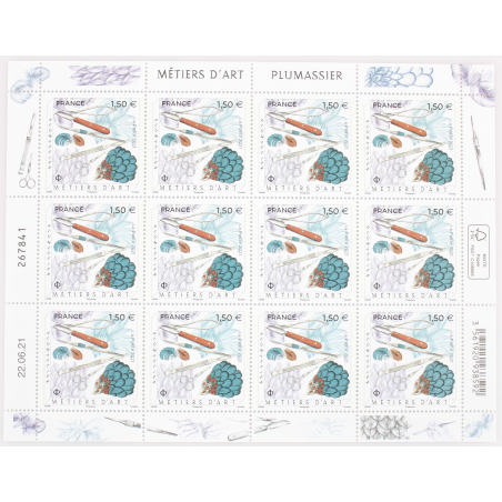 FEUILLET DE FRANCE - MÉTIERS D'ART PLUMASSIER - 2021 - N° F37 TIMBRES NEUFS**