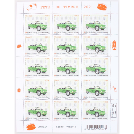 FEUILLET DE FRANCE - FETE DU TIMBRE 2021 CITROEN MEHARI - N° F38 TIMBRES NEUFS**