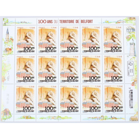 FEUILLET DE FRANCE - 100 ANS TERRITOIRE DE BELFORT - N° F55 TIMBRES NEUFS** 2022