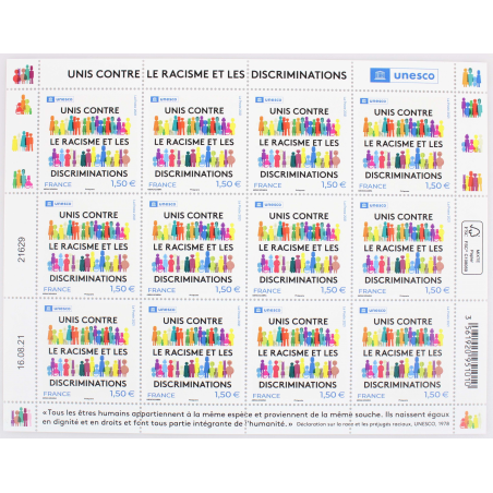 FEUILLET DE FRANCE - SERVICE N° FS1 - UNIS CONTRE RACISME UNESCO TIMBRES NEUFS**