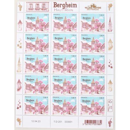 FEUILLET DE FRANCE - BERGHEIM HAUT-RHIN N° F106 - ANNÉE 2023 - TIMBRES NEUFS**