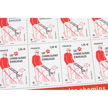 FEUILLET DE FRANCE - CHIENS GUIDES D'AVEUGLES N° F78 ANNÉE 2022 TIMBRES NEUFS**