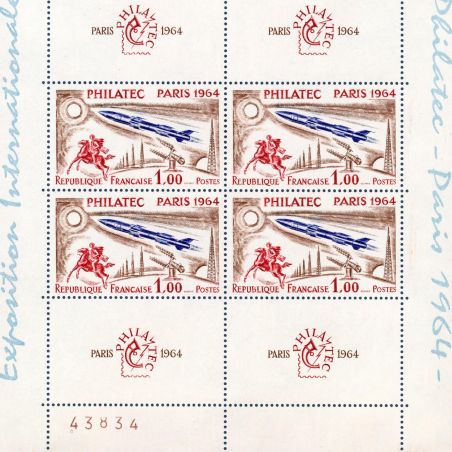 FRANCE BLOC N°6b EXPOSITION "PHILATEC" NUMÉROTÉ, TIMBRES NEUFS** ANNÉE 1964