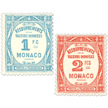 MONACO TIMBRES TAXES N° 27 ET 28, TIMBRES NEUFS */** ANNÉE 1932 - COTE 315 EUROS