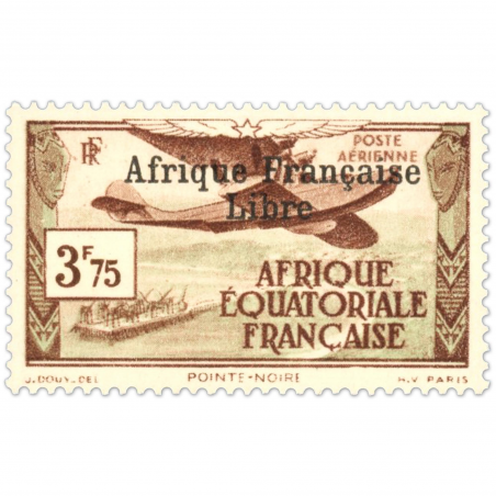 AEF POSTE AÉRIENNE N° 16 TIMBRE AÉRIEN SURCHARGÉ, NEUF** SIGNÉ BRUN - 1940-41