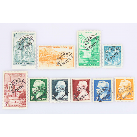 MONACO PRÉOBLITÉRÉS N° 1 À 10 TIMBRES NEUFS SANS CHARNIÈRE LUXE - ANNÉES 1943-51