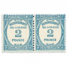 FRANCE TAXE N° 61 RECOUVREMENTS 2f. BLEU, PAIRE DE TIMBRES NEUFS** 1927-31 LUXE