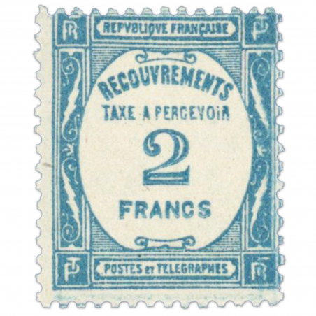 FRANCE TIMBRE TAXE N° 61, 2fr BLEU TIMBRE NEUF** DE QUALITÉ LUXE - 1927-1931