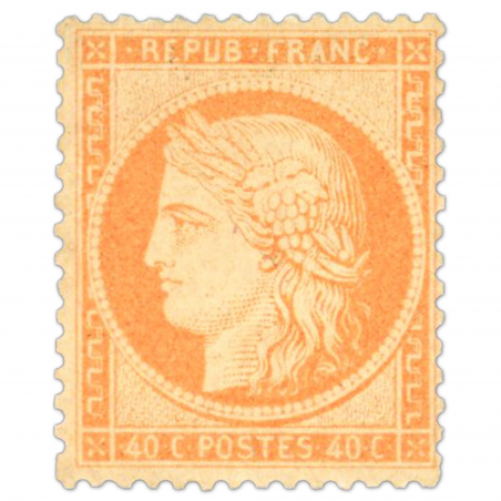 FRANCE N° 38 TYPE CÉRÈS 40C ORANGE, TIMBRE NEUF* SIGNÉ ROUMET - ANNÉE 1870 RARE