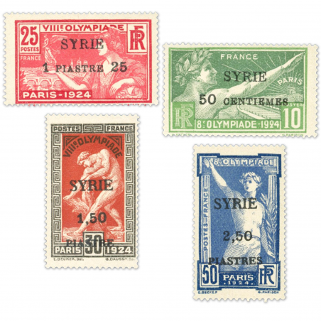 SYRIE N° 122 À 125 JEUX OLYMPIQUES SURCHARGÉS, TIMBRES NEUFS** ANNÉE 1924