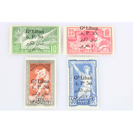 GRAND LIBAN N° 45 À 48 JEUX OLYMPIQUES SURCHARGÉS, TIMBRES NEUFS** ANNÉE 1924-25