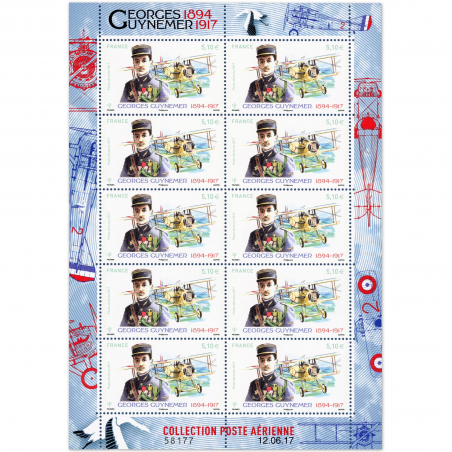 POSTE AERIENNE N° F81a GEORGES GUYNEMER 2017 FEUILLE 10 TIMBRES NEUFS**