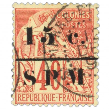 COLONIES FRANCAISES SAINT-PIERRE-ET-MIQUELON N° 14, TIMBRE OBLITÉRÉ - 1885-91