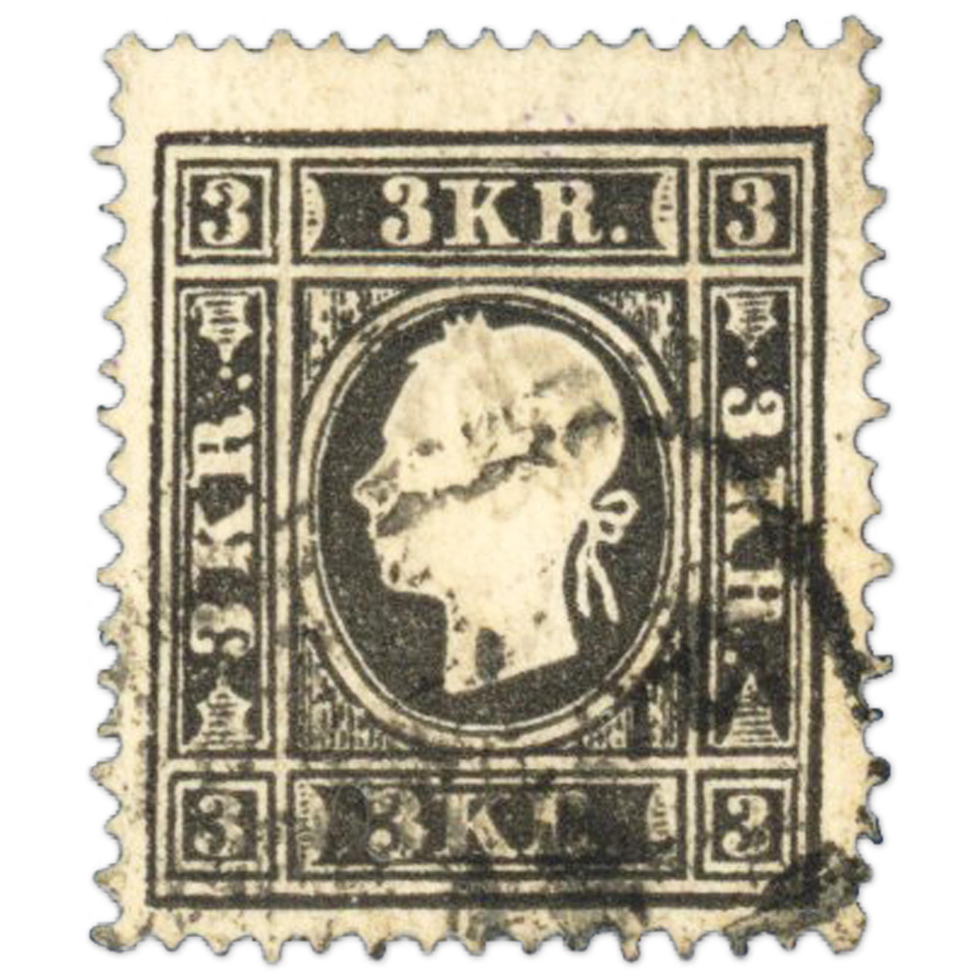 AUTRICHE TIMBRE N° 12 TYPE 2 FRANCOIS JOSEPH 1ER, OBLITÉRÉ SIGNÉ BRUN ANNÉE 1859