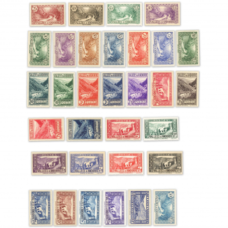 ANDORRE FRANÇAIS N° 61 À 92 PAYSAGES 32 TIMBRES NEUFS AVEC/SANS CHARNIÈRE 1937-43