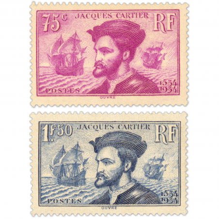 FRANCE N° 296 ET 297, TIMBRES JACQUES CARTIER, NEUFS** SIGNÉS EXPERT CHEZ BRUN